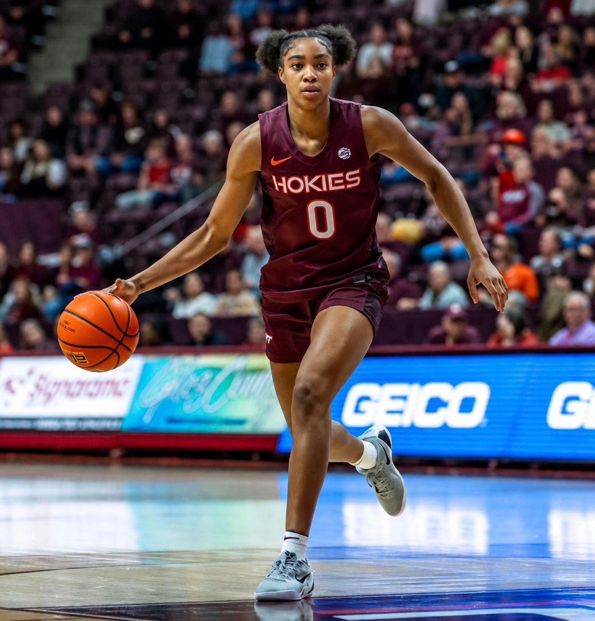 Kilah Freelon driving to the basket for Virginia Tech